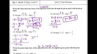 Algebra 1 - Unit 3 Test Review