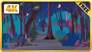 Jungle night animation background loops 4k