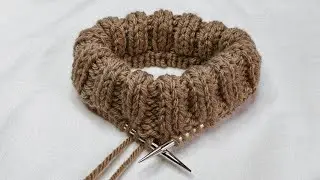 Knit / Join a Folded Neckband 2x2 Ribbed Folded Collar | Knitting Tutorial