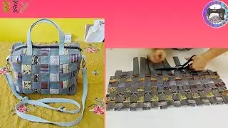 DIY DENIM PATCH CROSSBODY BAG BOX STYLE MADE FROM OLD JEANS AND EXCESS SONGKET FABRICS