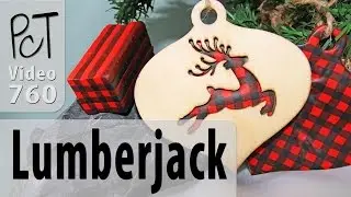 Lumberjack Plaid Polymer Clay Cane - Rustic Christmas Decor