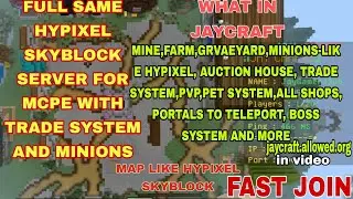 full Same Hypixel Skyblock Server For Mcpe With minions