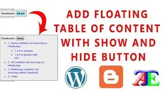 Create Clickable Floating Table of Contents With Show and Hide Button & Blogger and WordPress