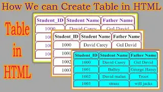 Table in HTML | list and table | table, th, td, table font | table in html | create table in html