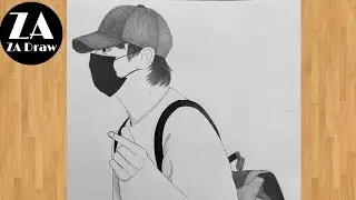 How to draw Jungkook from BTS step by step // boy drawing with hat||Drawing Tutorial//easy drawing