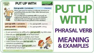 PUT UP WITH Phrasal Verb Meaning & Examples in English | Learn Phrasal Verbs