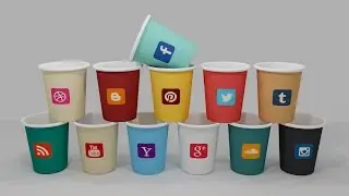Packaging Design 3D - SOCIAL MEDIA CUPS - Adobe illustrator CC and Blender 3D - speed art