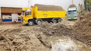 Xe Tải Điều Khiển Chở Cát Đổ Cua Đường Đèo Núi Nguy Hiểm, Ô tô Máy Xúc, Xe Đồ Chơi, Howo Dump Truck