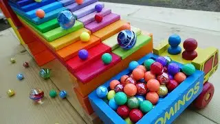 Marble Run Race ☆ HABA Slope & Pitagora Track Course, Halloween Marble Rainbow Stairs