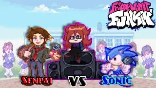 Sonic night funkin' Modern Sonic vs Senpai!? (friday night funkin' B3 remix mod)