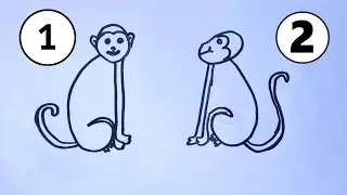 Two Ways To Draw A Monkey With Number 3 And 61 | How To Draw A Monkey With Numbers | Monkey Drawing