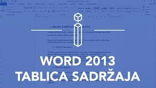 WORD 2013 - Tablica sadržaja