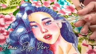 how to draw portrait with a glass dip pen • ferris wheel press fountain pen inks ✨