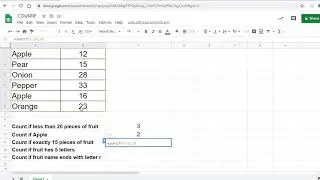 Countif function in Google Sheets
