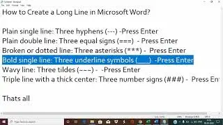 How to Create a Long Line in Microsoft Word 2007/2010/2013/2016/2019?