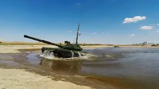 Преодоление водной преграды танком Т-72Б3 (Россия)/Overcoming a water barrier with a T-72B3 tank