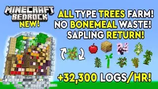 BEST All Trees Farm Minecraft Bedrock Tutorial - 32,300/HR! - MCPE/Xbox/PS/Switch/Win10