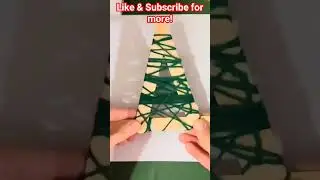 Yarn christmas tree craft. Perfect for little hands. Merry art time for kids, toddlers! Fun activity