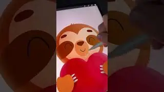 1 Minute Cute Procreate Drawing - Sloth (#shorts)