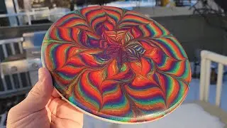 Lets Try a Floral Split Cup Technique - Disc Golf Floetrol Dye Tutorial #fluidart #acrylicpainting