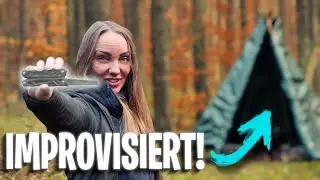 Tipi NUR mit Multitool, Plane und Dianas Schnürsenkeln gebaut!