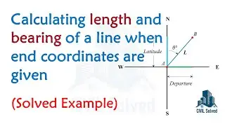 Calculating Length and Bearing of a line between two given coordinates, (with solved example)