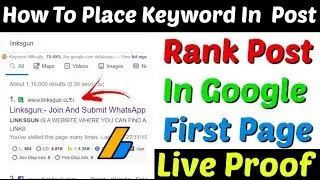 How To Place Keywords In Article | Rank Post In Google | Place Low Competition Keywords In Post
