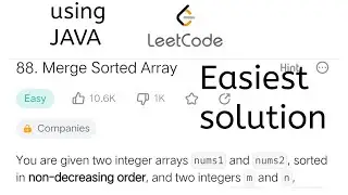 88. Merge Sorted Array using java | 
