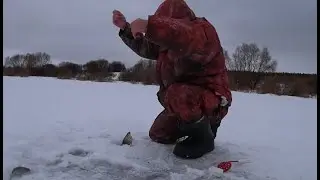 Зимняя рыбалка на Оке на подтяг, снасть дурилка. Попал на стайку подлещика, лопыря. Волшебная лунка.