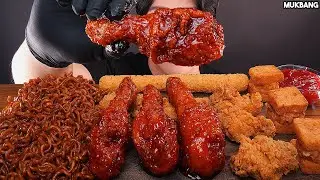 ASMR MUKBANG | Black Bean Noodles & Fried Chicken EATING 짜슐랭 양념치킨 멘보샤 치즈스틱 먹방!