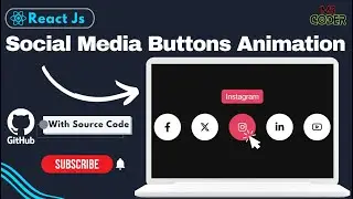 Social Media Buttons with  Hover Animation using  React js