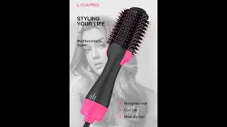 LISAPRO Hot Air Brush & One-Step Hair Dryer & Volumizer 1000W Blow Dryer Soft Touch Pink Styler