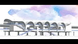 Metro Station Design - Tensile Fabric Roof Design & Architecture - sketchup Animation