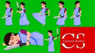 Green Screen Cartoon Village Woman | Village Woman Green Screen Animation |  No Copyright | Part 15