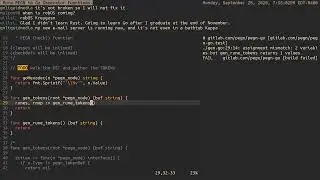 More PEGN to Go Generator Functions • Golang, PEGN, Linux, Vim, Tmux, LiveCoding