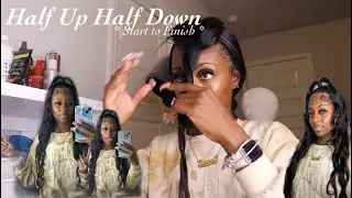 Half Up Half Down Frontal Wig Install | Leave Tips Pls