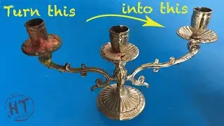 Brass Candle Holder Shining Like Gold - Restoration Polishing