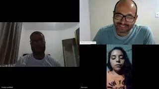 Conversação com meu aluno Mateus, minha amiga Marilin e eu