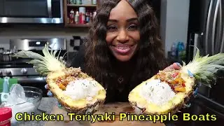 Cooking Shrimp and Chicken Teriyaki Pineapple Boats