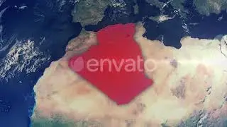 Realistic Earth Zoom Red Alert Highlight Country Algeria | Motion Graphics - Envato elements