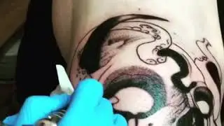 Тату череп и осьминог
