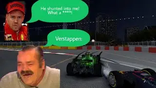 Max Verstappen and Sebastian Vettel collide in Singapore GP (Real Racing 3)