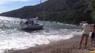 Yacht stranding in Komiza,Croatia