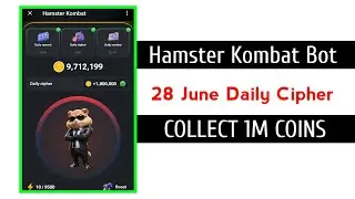 Today 28 June 2024 Hamster Kombat Daily Cipher Code | Hamster Kombat Daily Cipher | Hamster Kombat |