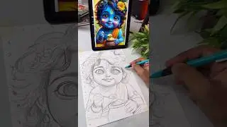 Krishna Drawing, #shorts #art #drawing #krishna