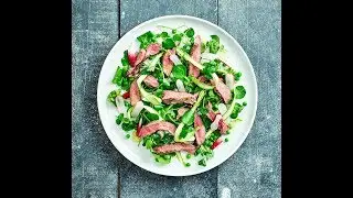 Irish Sirloin steak with shaved asparagus and watercress salad