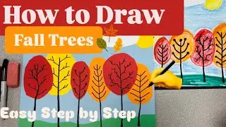 How to Draw Fall Trees for Beginners - EASY minimalist art project for Kids #fallart #mrschuettesart