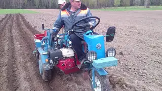 Посадка картофеля.  Мотоблокам МТЗ -13 л.с Май- 2015 год.