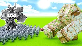100 Ferrous Wroughtnaut vs Mutant Iron Golem Bosses in Minecraft