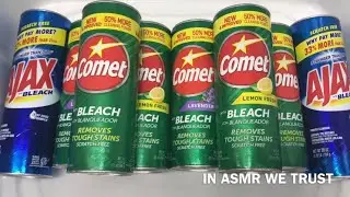 ASMR 🤩 8 Cans of Powder (Comet/Ajax) + 8 Sponges || 🌲 Xtra Pine Rinse 💦 || Oddly Satisfying